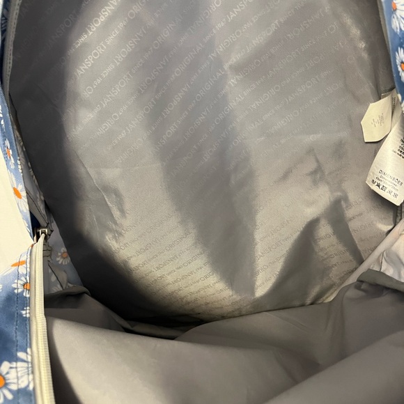 Jansport Blue Backpack with laptop padded compartment with Daisy Pattern - Picture 4 of 5